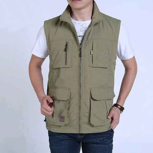 Herren Multifunktionale Outdoor‑Weste mit Mesh‑Futter, Reißverschluss‑Taschen und verstellbarem Saum Nord Taschen