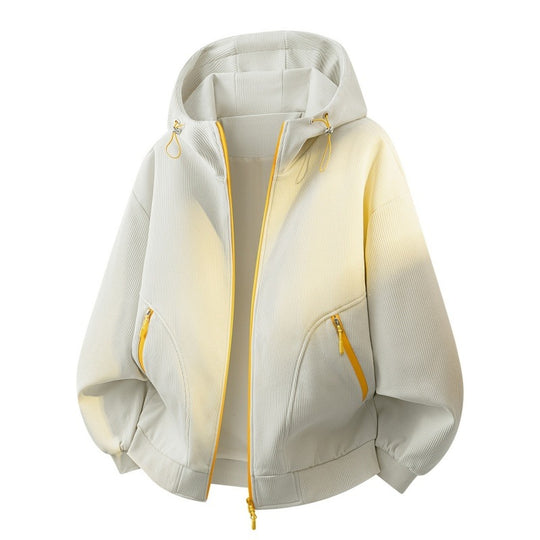 Damen Oversize-Kapuzenjacke mit Farbverlauf, Zwei-Wege-Reißverschluss & Zip-Taschen Nord Taschen