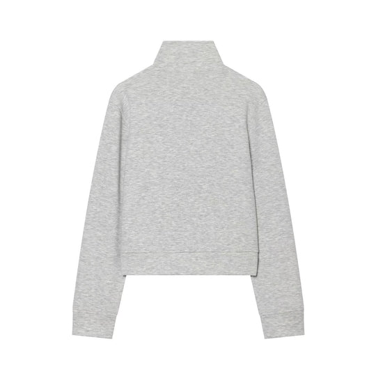 Damen Cropped Sweatjacke mit Stehkragen und militärischen Zierknopfreihen Nord Taschen