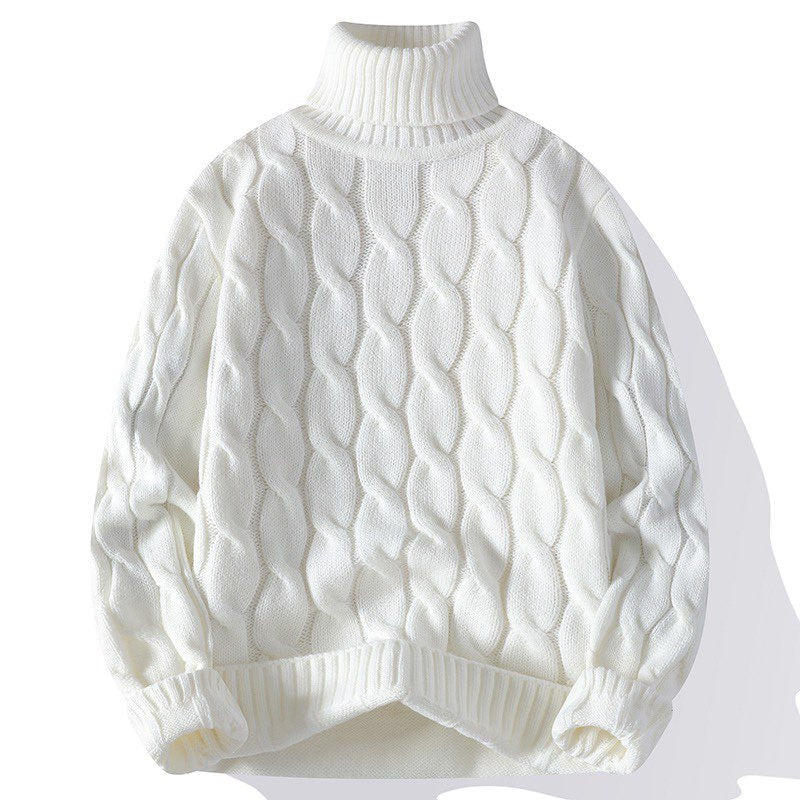 Damen Grobgestrickter Rollkragenpullover mit Zopfmuster und Oversize-Schnitt Nord Taschen