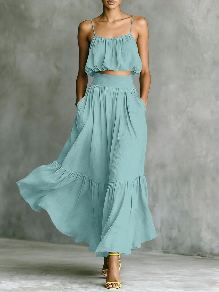 Damen Sommerliches Zweiteiler-Kleid mit fließendem Schnitt und praktischen Taschen