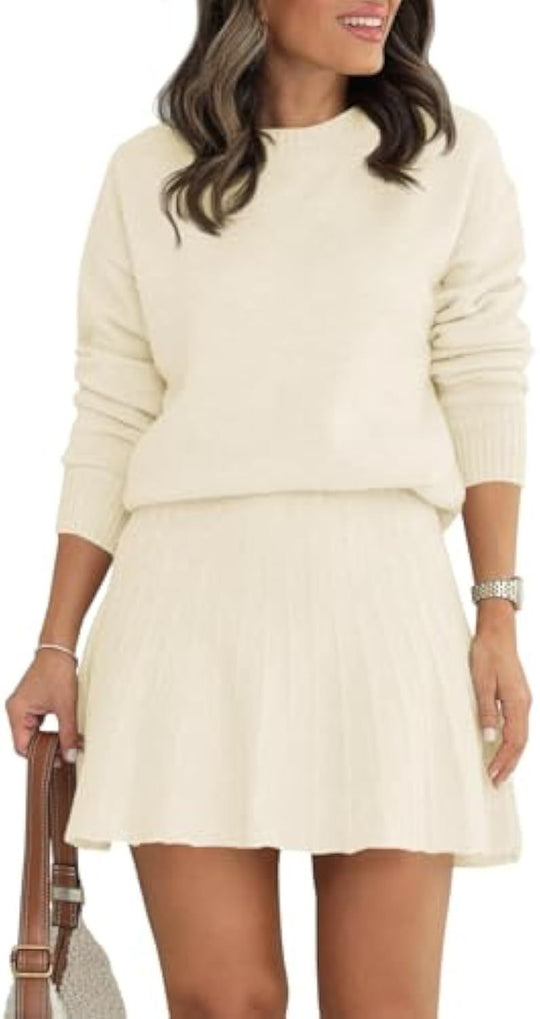 Damen Modisches Strickpullover und Rock-Set Nord Taschen