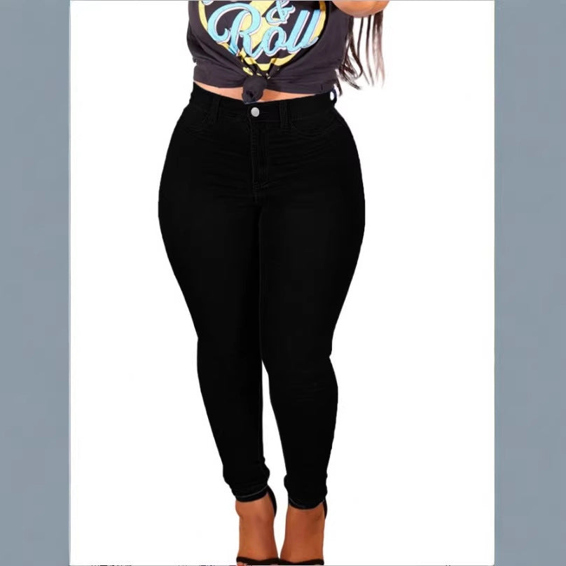 Damen hochgeschnittene figurformende Skinny-Jeans mit schlankmachendem Bund Nord Taschen