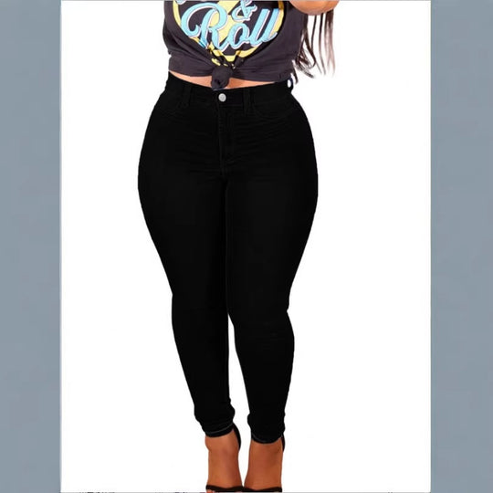 Damen hochgeschnittene figurformende Skinny-Jeans mit schlankmachendem Bund Nord Taschen