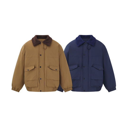 Herren Winddichter Boxy-Bomber im Workwear-Stil mit Teddykragen Nord Taschen