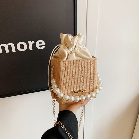 Damen Mini-Handtasche mit abnehmbarer Perlenkette Nord Taschen