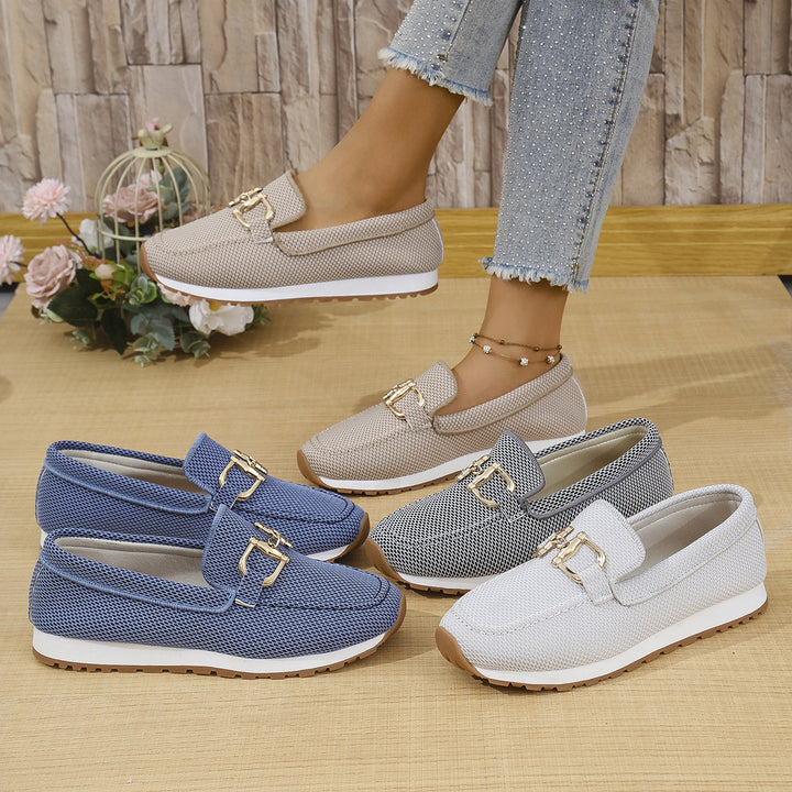 Damen  elegante Slipper Loafer mit gepolsterter Innensohle und dekorativer Metallapplikation Nord Taschen