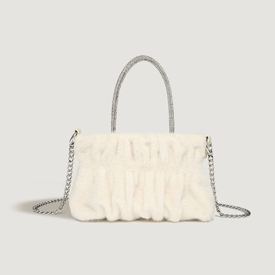Damen Clutch-Tasche mit elegantem Plüschbezug und modischem Kettenriemen Nord Taschen