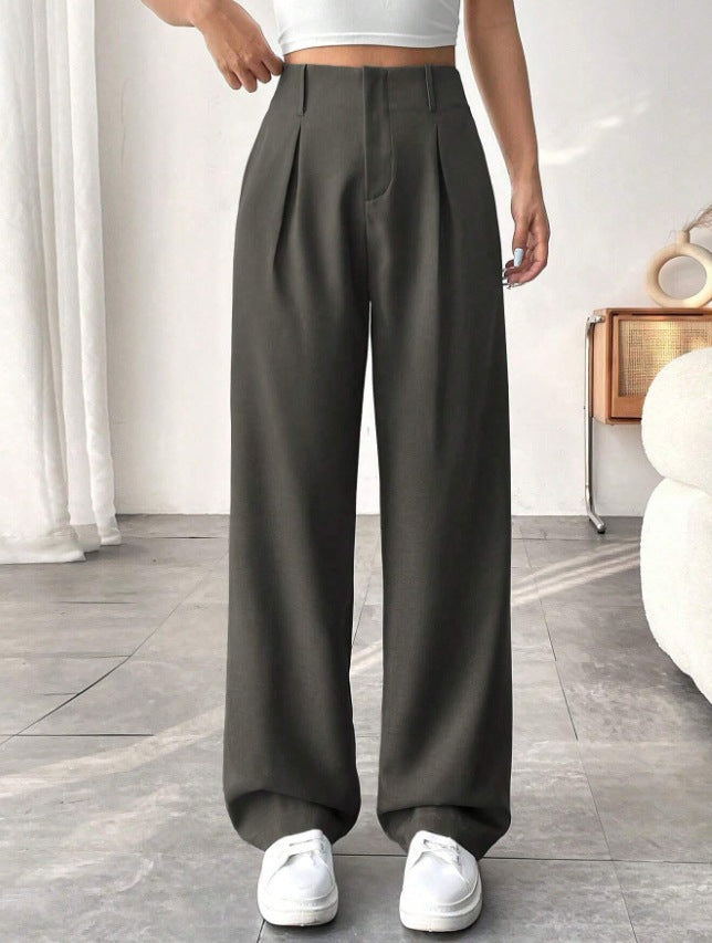 Damen Elegante Bundfaltenhose mit weitem Schnitt