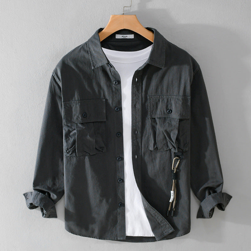 Herren Utility-Overshirt mit Doppel-Brusttaschen und Karabinerdetail Nord Taschen