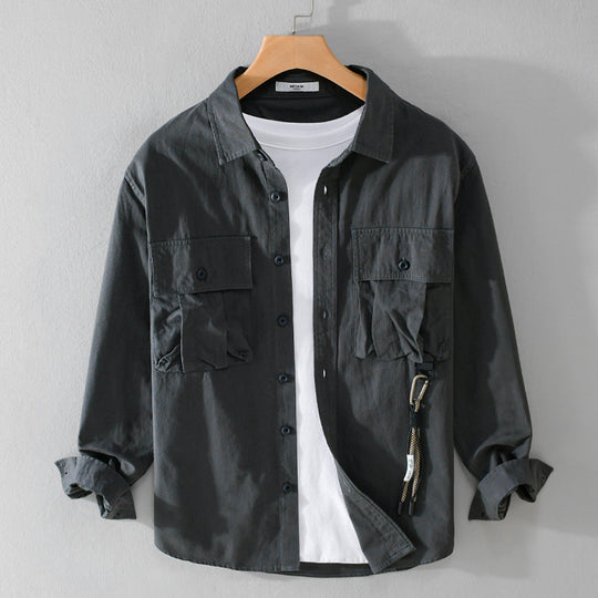 Herren Utility-Overshirt mit Doppel-Brusttaschen und Karabinerdetail Nord Taschen