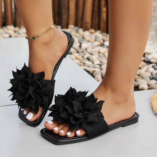 Damen Sommerliche Slides mit dekorativem Blüten-Detail Nord Taschen