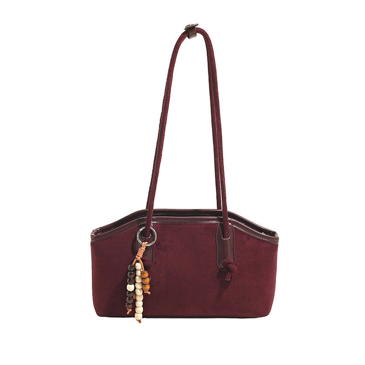 Damen modische Henkeltasche aus weichem Wildleder mit dekorativen Perlen Nord Taschen