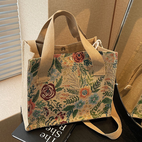 Damen Handtasche mit floralem Jacquard-Design und praktischen Tragegriffen Nord Taschen