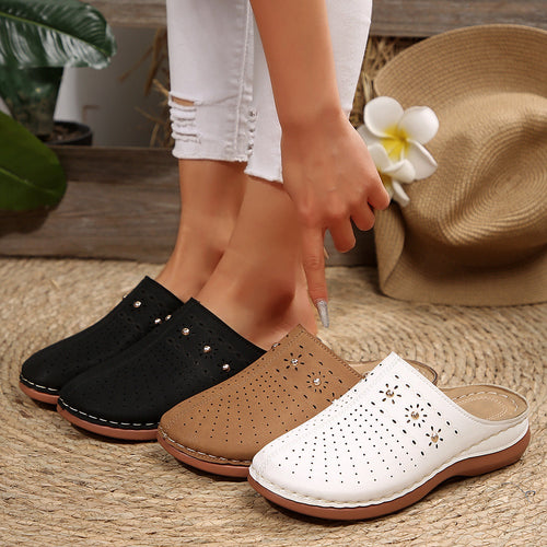 Damen bequeme Clogs mit atmungsaktiven Löchern und eleganten Verzierungen Nord Taschen