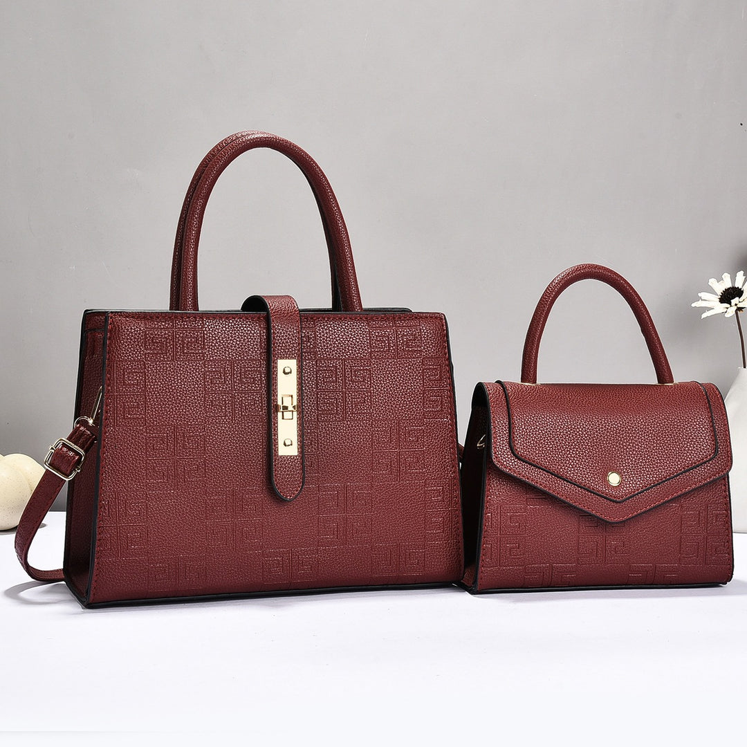Damen Handtaschen-Set mit edler Prägung und abnehmbarer Clutch Nord Taschen