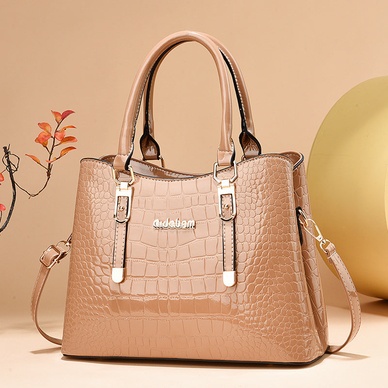 Damen elegante Handtasche mit schimmernder Krokodilprägung und vielseitigem Tragesystem Nord Taschen