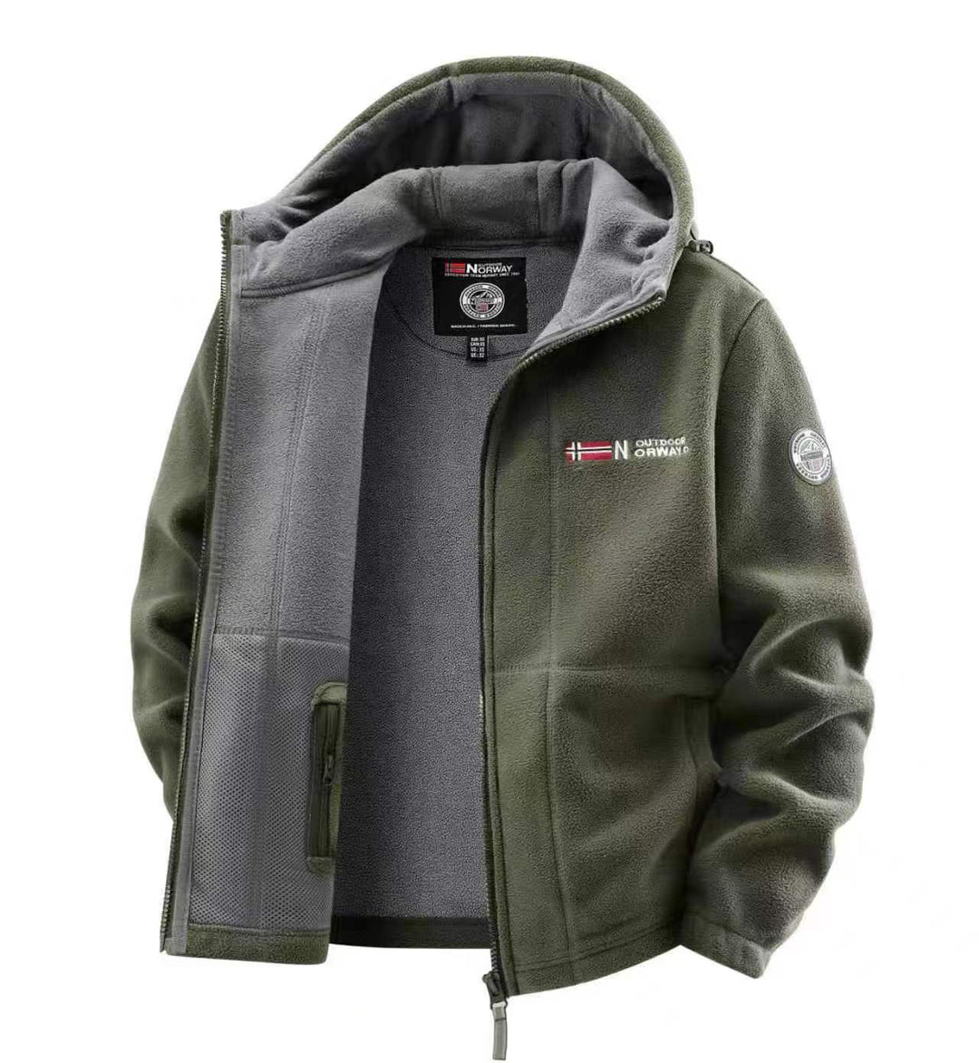 Damen Kapuzen-Fleecejacke mit wärmendem Teddyfutter und Reißverschluss Nord Taschen