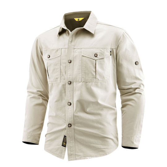 Herren Canvas-Overshirt im Field‑Style mit Brustklappen und durchgehender Knopfleiste Nord Taschen