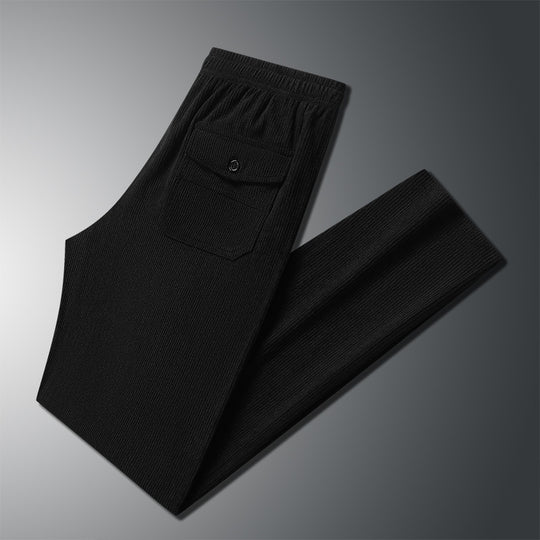 Herren Geradlinige Rib-Struktur Lounge-Hose mit Elastikbund und Klappentasche Nord Taschen