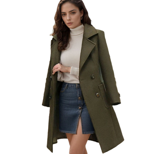 Damen Schlanker Wollmix-Mantel mit taillierter Silhouette und aufgesetzten Taschen Nord Taschen