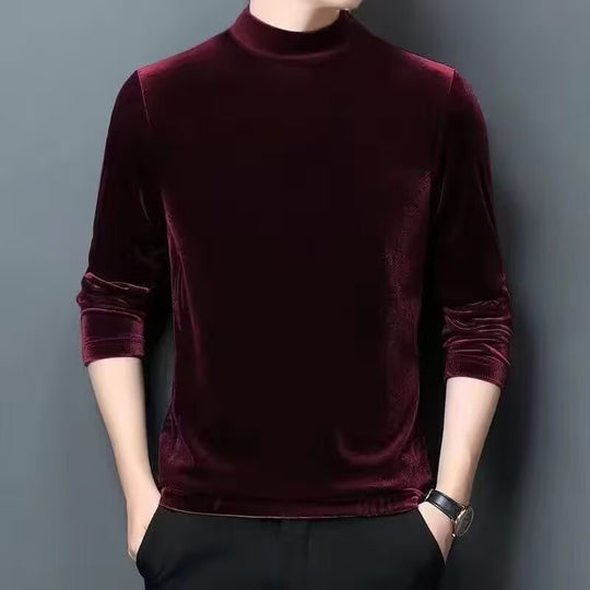 Herren Feiner Samt-Halbrollkragenpullover Slim-Fit Nord Taschen