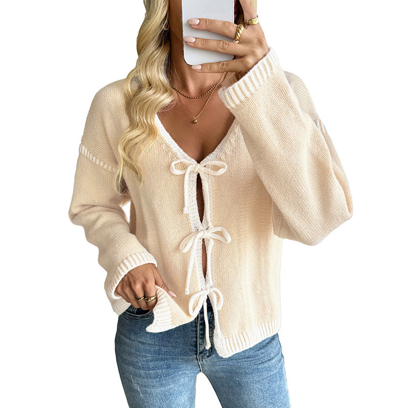 Damen Lässiger Strickcardigan mit Schnüroptik Nord Taschen