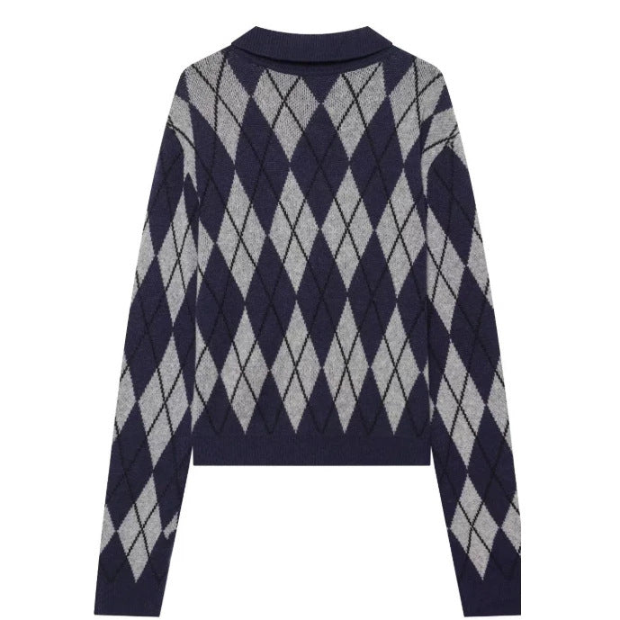 Damen Kurzarm Polo-Strickpullover mit V‑Ausschnitt, Strukturmuster und Streifendetail Nord Taschen