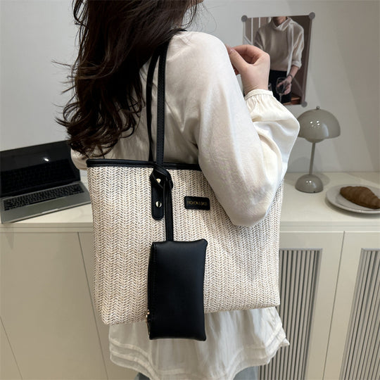 Damen Tragetasche mit geflochtenem Design und abnehmbarem Innenfach Nord Taschen