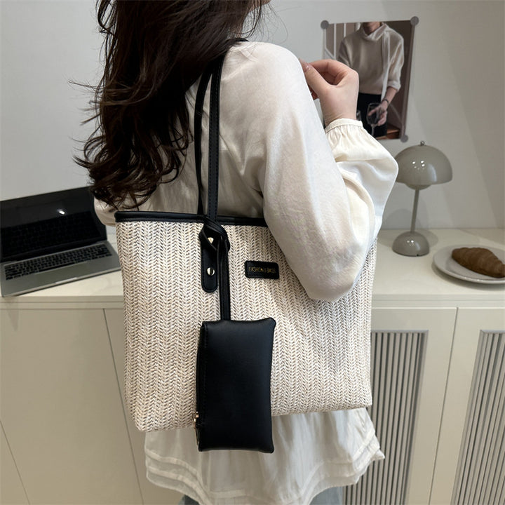 Damen Tragetasche mit geflochtenem Design und abnehmbarem Innenfach Nord Taschen
