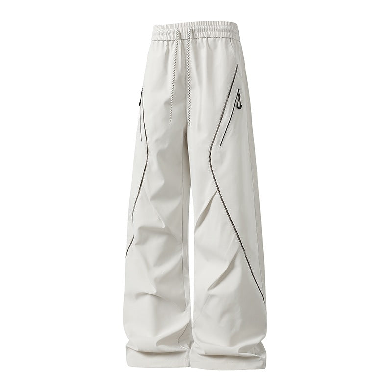 Herren Weite Utility-Jogginghose aus Funktionsnylon mit Kordelzug, Reißverschlusstaschen & kontrastierenden Nahtleisten Nord Taschen