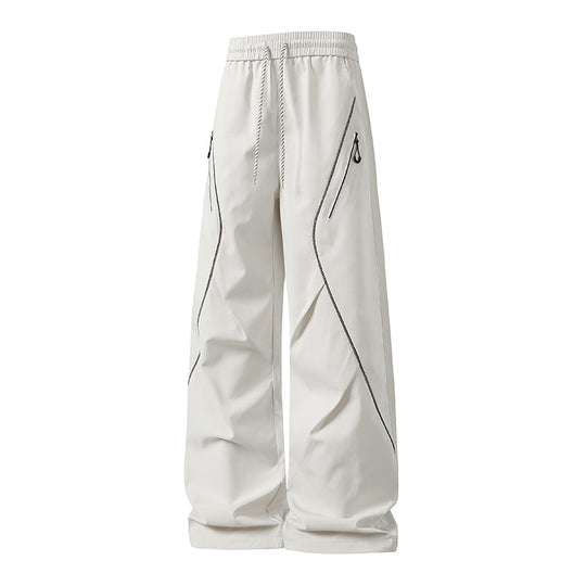 Herren Weite Utility-Jogginghose aus Funktionsnylon mit Kordelzug, Reißverschlusstaschen & kontrastierenden Nahtleisten Nord Taschen