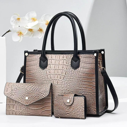 Damen elegante Handtasche im exquisiten Krokodil-Look mit passendem Zubehör Nord Taschen