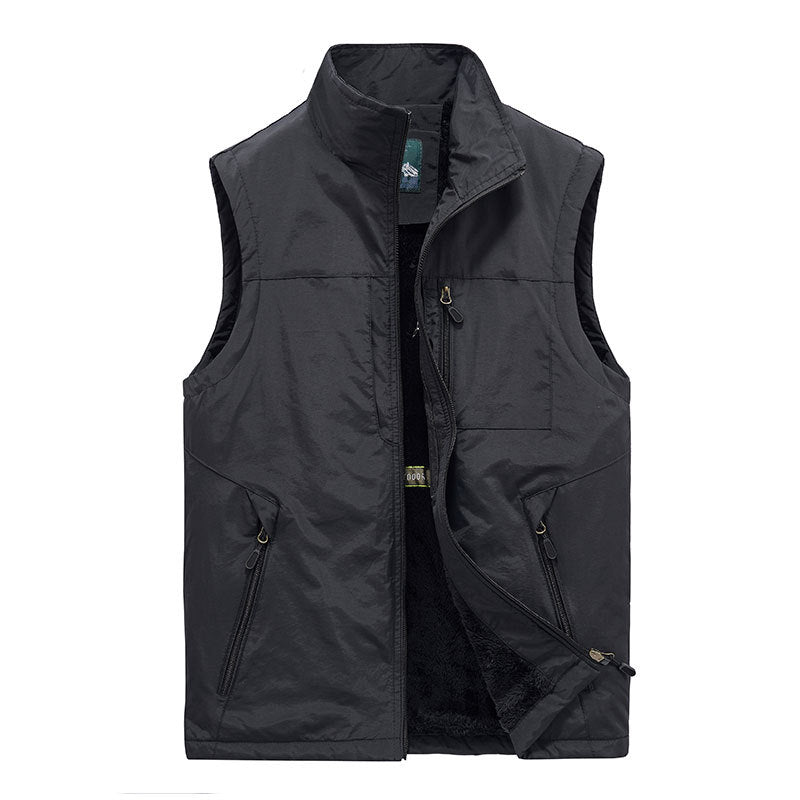 Herren Wattierte Fleecegefütterte Outdoor‑Weste mit Stehkragen und Reißverschlusstaschen Nord Taschen