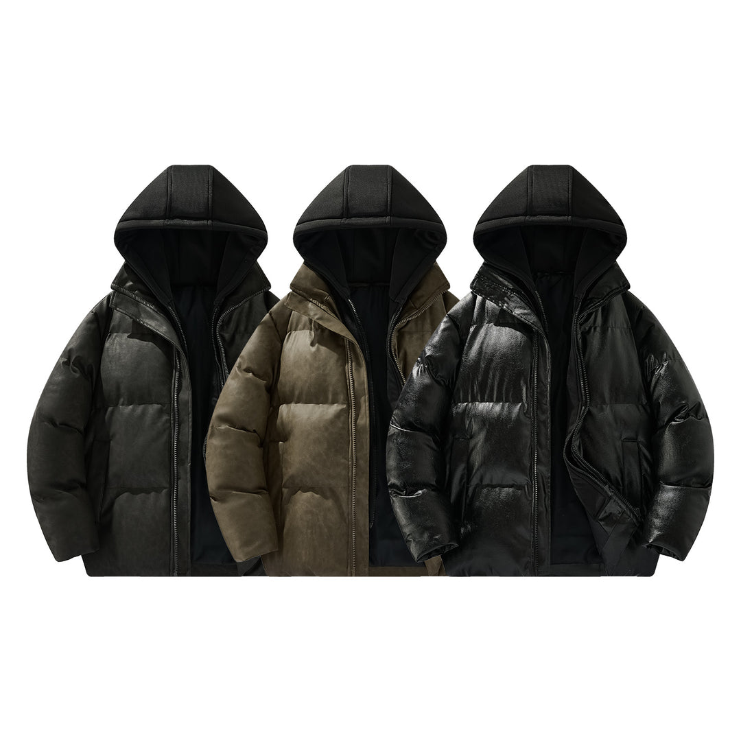 Herren Gepolsterte Kapuzenjacke mit Veloursleder‑Optik und verdecktem Zwei-Wege‑Reißverschluss Nord Taschen