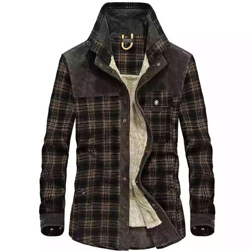 Herren Flanell‑Fieldshirt mit Teddyfleece‑Innenfutter und Velours‑Schulterpartie Nord Taschen