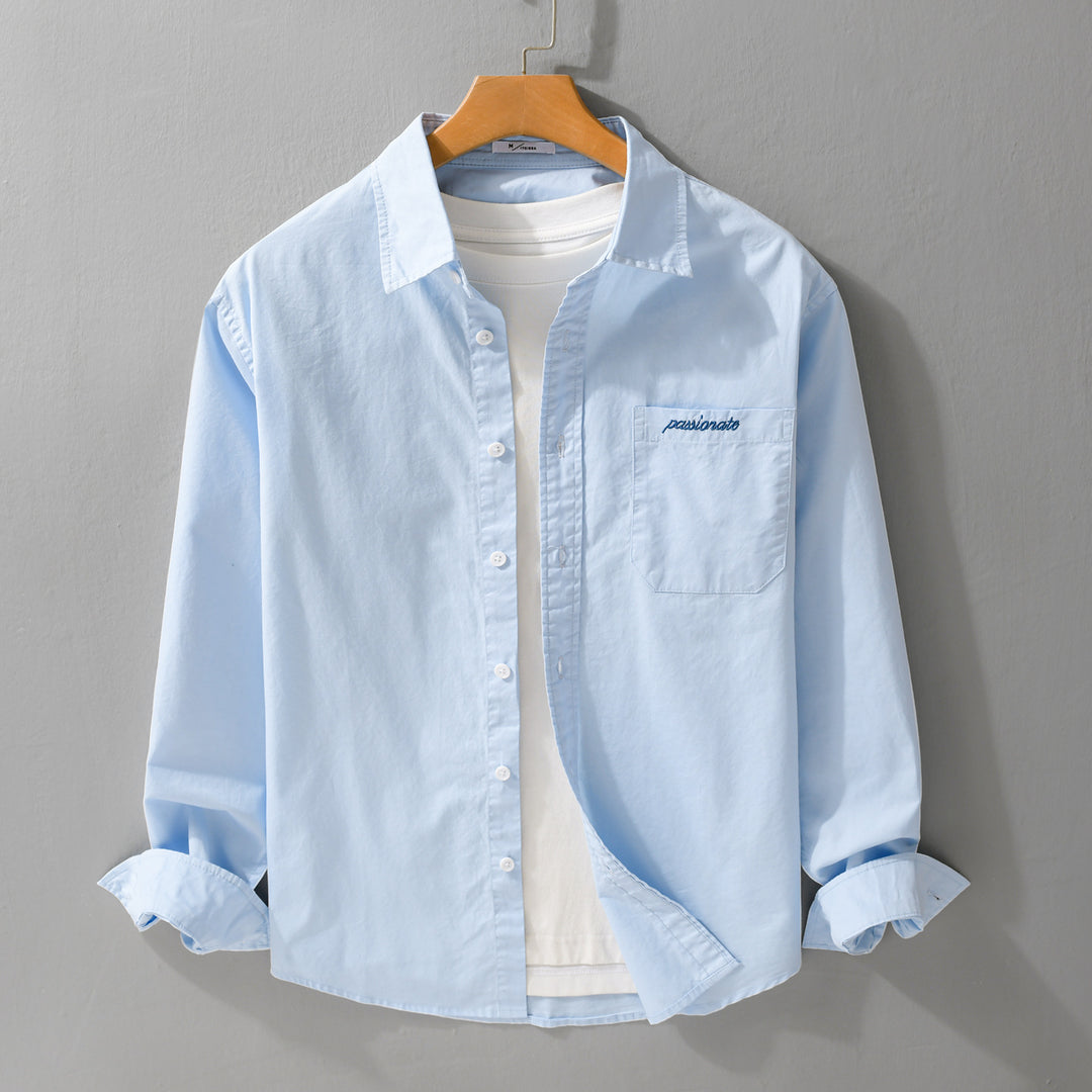 Herren Relaxed-Fit Baumwoll-Overshirt mit Stickerei auf Brusttasche Nord Taschen