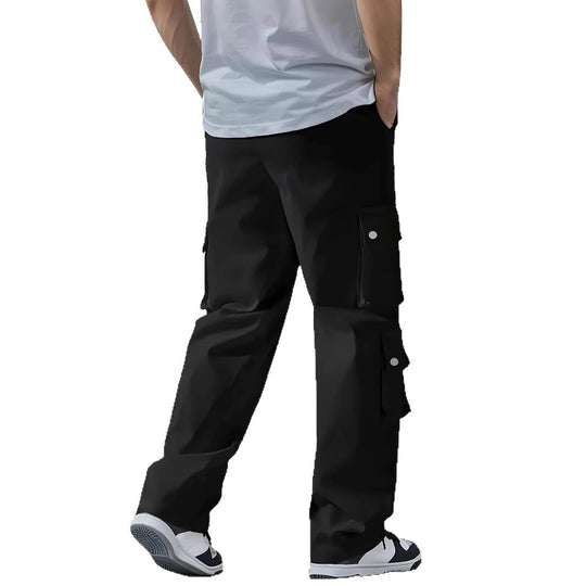 Herren Locker sitzende Cargo-Hose mit mehreren Klapp- und Utility-Taschen & Kordelzugbund Nord Taschen