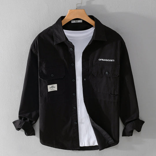 Herren Field-Overshirt im Military-Stil mit aufgesetzten Brusttaschen und relaxed Fit Nord Taschen