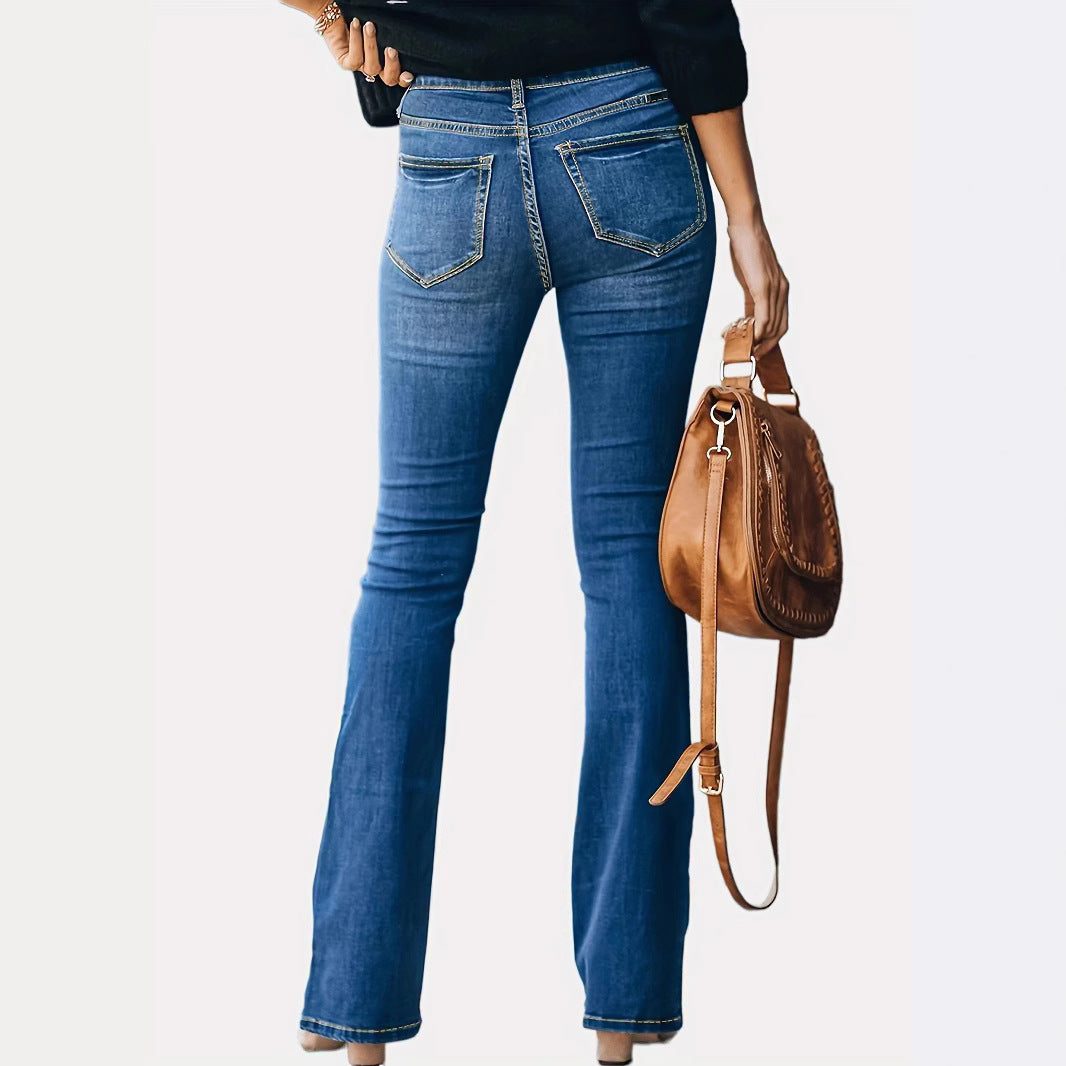 Damen Hochtaillierte Button‑Fly Flared‑Jeans mit sculptender Mittelnaht Nord Taschen