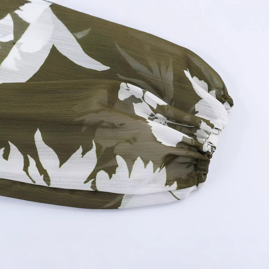 Damen Midikleid mit voluminösen Ballonärmeln, Stufenrock und floralem Print Nord Taschen