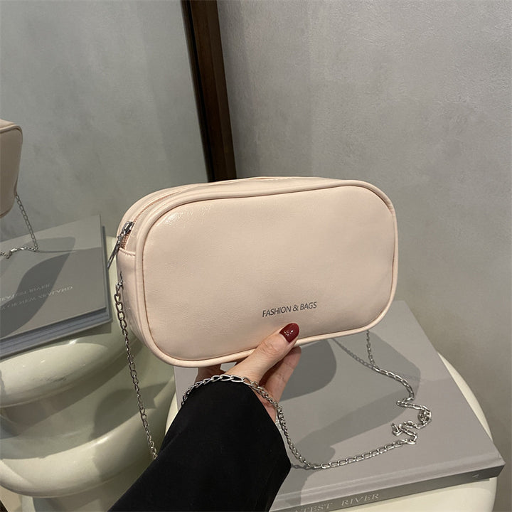 Damen elegante Handtasche mit glänzender Oberfläche und feinem Reißverschluss Nord Taschen
