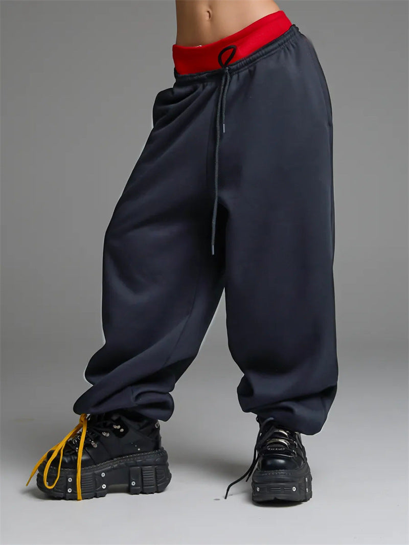 Damen Bequeme Baggy-Hose mit elastischem Bund und Kordelzug Nord Taschen