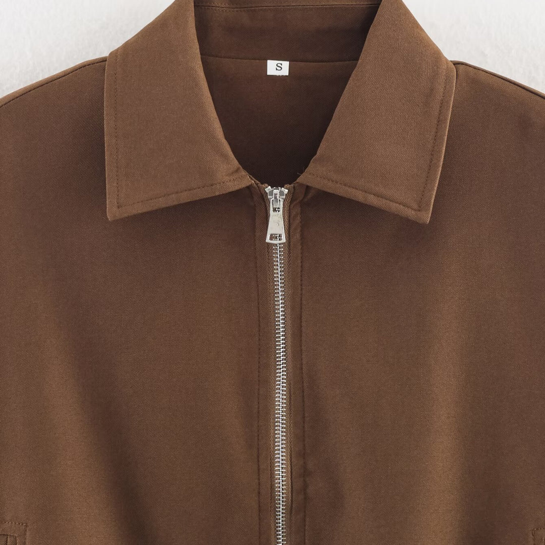 Damen Cropped Bomberjacke mit elastischem Saum, durchgehendem Reißverschluss und ballonärmeln Nord Taschen