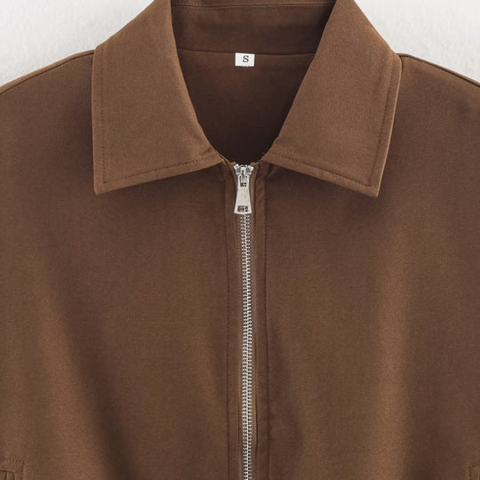 Damen Cropped Bomberjacke mit elastischem Saum, durchgehendem Reißverschluss und ballonärmeln Nord Taschen