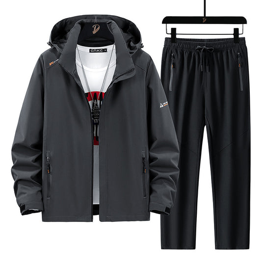 Herren Tragbare Outdoor-Jacke mit sportlichen Jogginghosen Nord Taschen