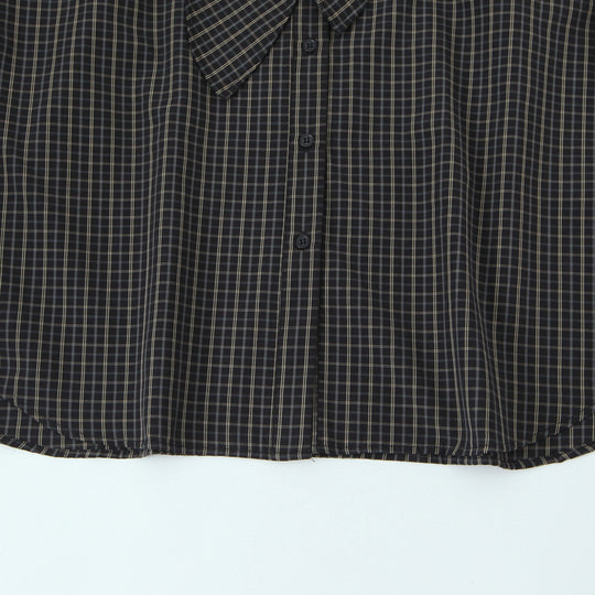 Damen Kariertes Blusenshirt mit Schluppe und weiter Passform Nord Taschen