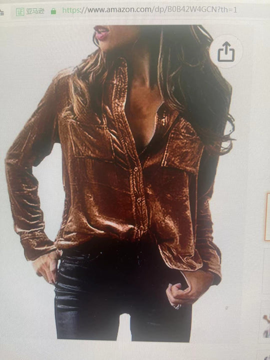 Damen Satin Bluse mit dekorativen Brusttaschen