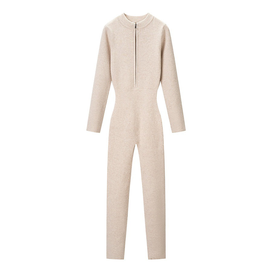 Damen Enganliegender Thermo-Strickanzug mit Reißverschluss und Stehkragen Nord Taschen