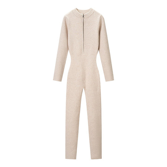 Damen Enganliegender Thermo-Strickanzug mit Reißverschluss und Stehkragen Nord Taschen
